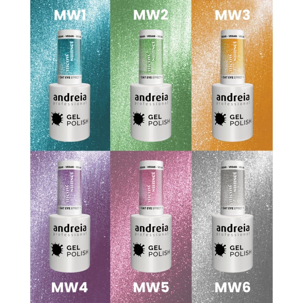 Kit 6 cores Verniz de gel Andreia Coleção MEOW SUNSET